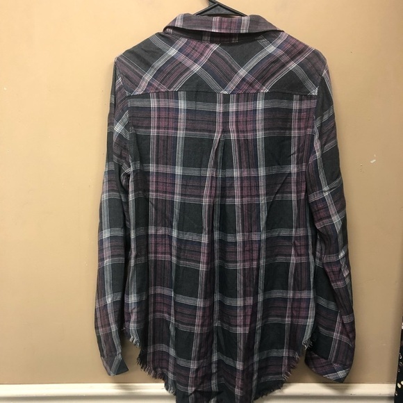 Cloth & Stone Womens Plaid Long Sleeve Raw Hem Collared Button Up Shirt SZ M - Picture 2 of 6